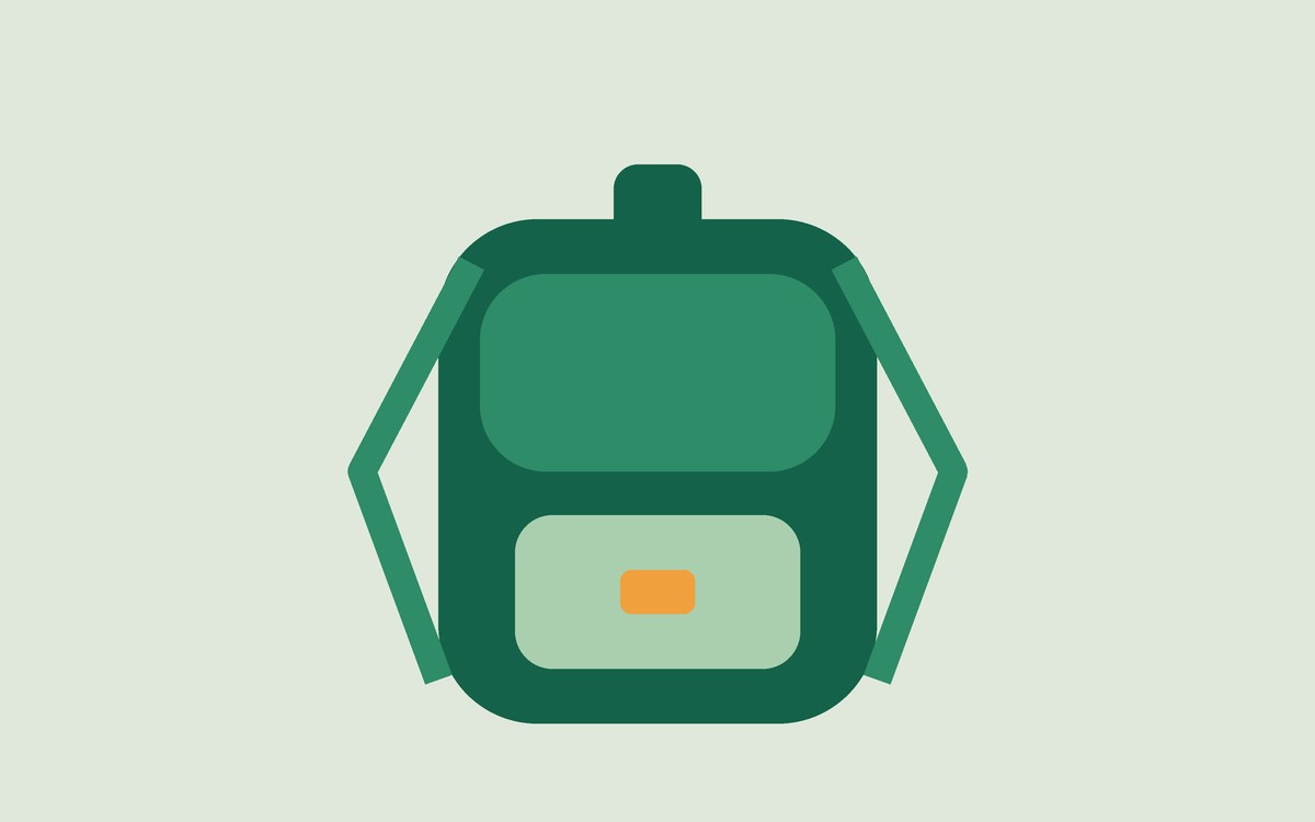 Illustration: a small day backpack seen from the front